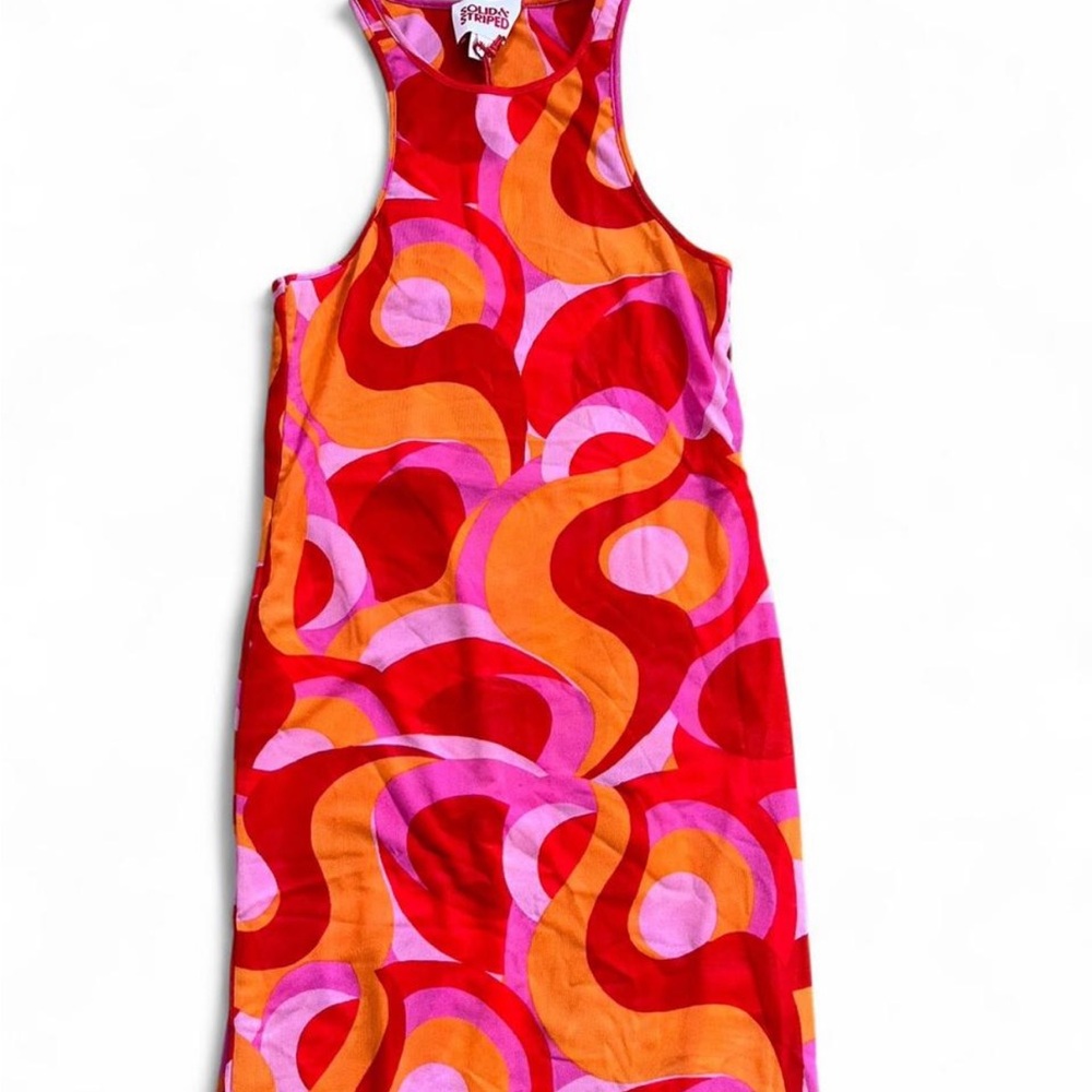 SOLID & STRIPED Red and Pink Swirl Mini Dress